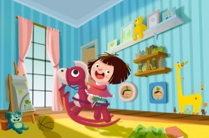 عکس با کیفیت نقاشی دختر بچه درحال بازی دیجیتالی